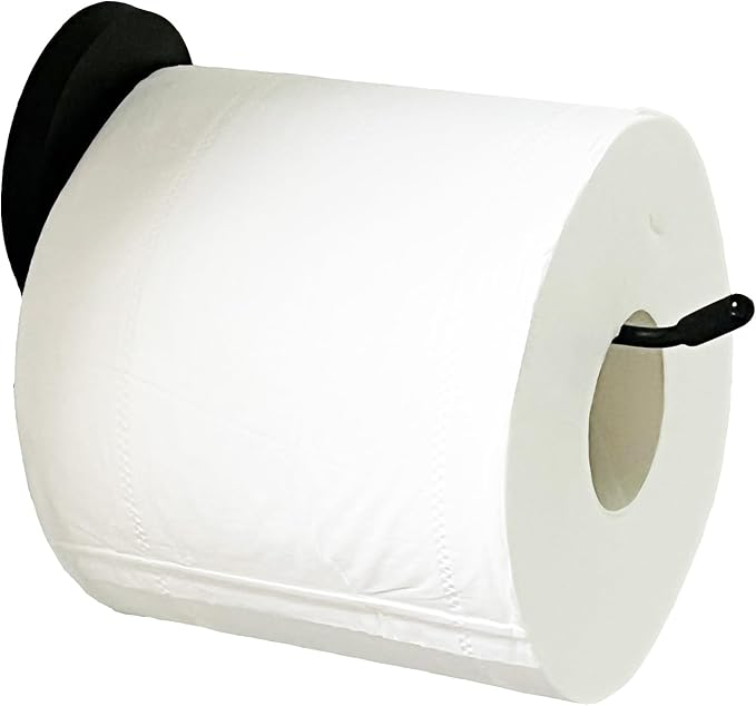 Magnetic Toilet Paper Roll Holder Tissue Roll Holder, Strong Magnet - for Refrigerator, Washer and Dryer Side, Boat, Van Camper,BBQ Grill - No Drilling or Nailing or glueing Needed (Black