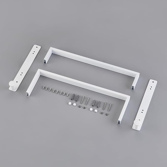 16 Inch Double Towel Bar for Bathroom with Hooks SUS 304 Stainless Steel Bath Towel Rack Wall Mounted White Finished