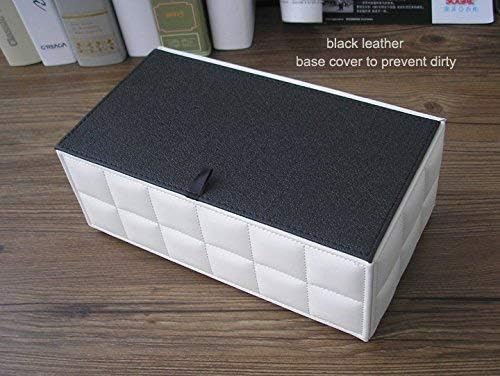 KINGFOM Rectangular Tissue Box Cover, Imitation Suede PU Leather Tissue Box Holder, Facial Napkin Paper Dispenser for Home Office Car Automotive Decoration with Magnetic Bottom(Soft White)