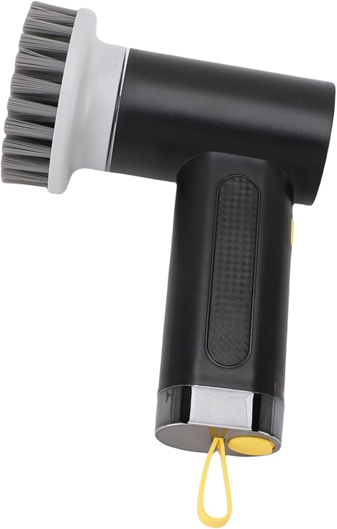 Electric Spin Scrubber, Cordless Shower Scrubber Handheld Power Brush with 2 Speeds and 3 Replaceable Heads, for Bathroom, Tub, Kitchen Stove (Black)