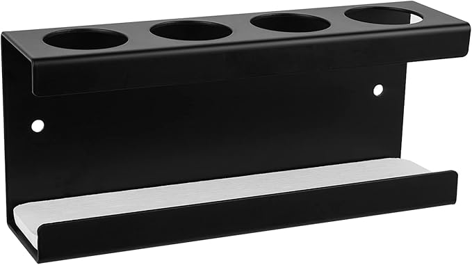 Wall Mounted Electric Toothbrush Holder, 4 Slots Stand with Diatomite Dish, Storage Rack Compatible with AquaSonic Black Series, Kingheroes Sonic, Oral-B (Black)