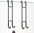 NINETREX Shower Door Hooks,Over Glass Door Hooks for Bathrooms Frameless Glass,Heavy Duty SUS 304 Stainless Steel Hook for Towels,Squeegee,Loofah,Shaver,Robe,2 Pack,Black,10Inch