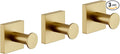 KOKOSIRI Bath Towel Hooks for Shower Wall Hanging Towels Bathroom Robe Hooks for Door Kitchen Closet Brushed Gold Stainless Steel 3 Pack, B1016BG-P3