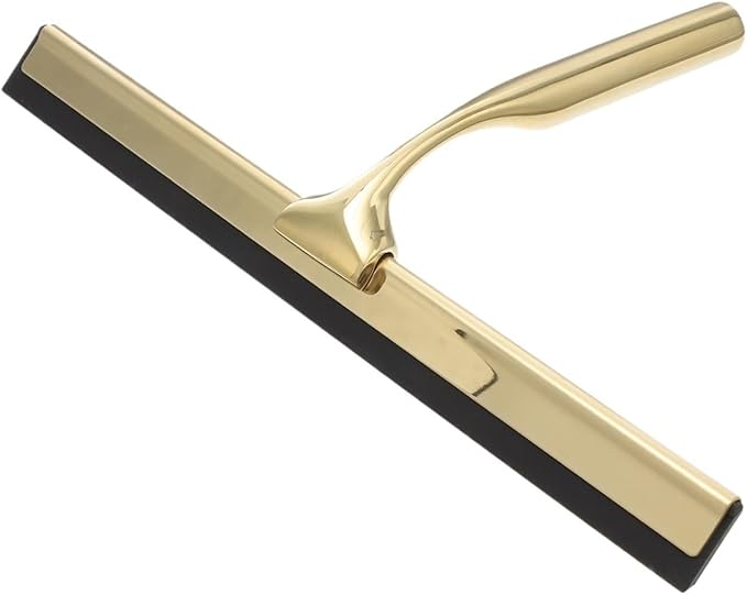 Window Squeegee Golden Shower Squeegee Stainless Steel Wiper Scraper for Glass Door Mirror Window Tile Cleaning for Shower Glass
