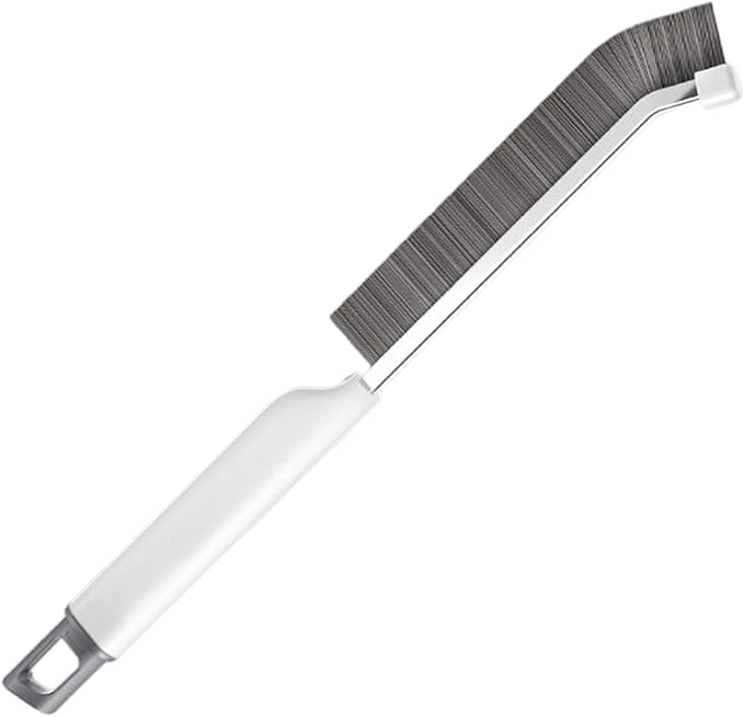 Crevice Brush – Hard Bristles Cleaning Tool with Stainless Steel Scraper for Grout Toilet Baseboard Window Screen Stove Slide Door, Household Bathroom Kitchen Small Space Corner Cleaners Accessory