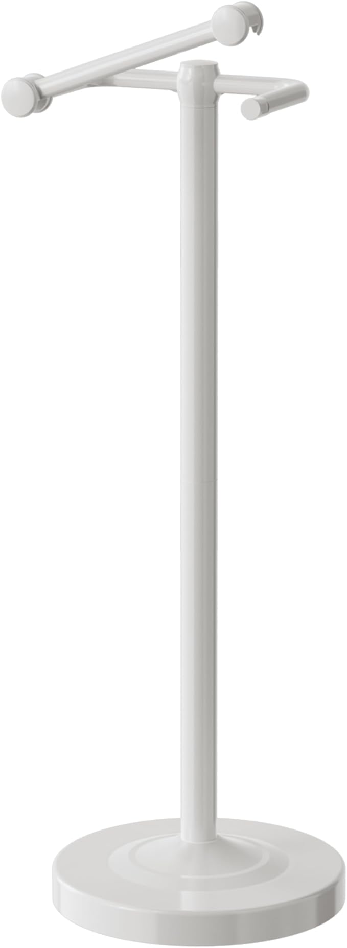 Freestanding Toilet Paper Holder, Double Post Pivoting 22" Height Toilet Roll Holder Floorstanding Base Weighted, Stainless Steel Toilet Paper Holder Stand (White)