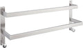 Bath Double Towel Bars with Hooks, 24 Inch Brushed Stainless Steel Towel Rail, Wall Mount Towel Rack for Bathroom Lavatory