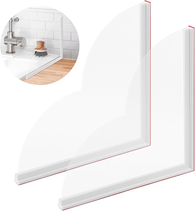 2 Pack Shower Splash Guard, Shower Corner Water Guard Bathtub Water Splash Guards to Keep Water in Tub Waterproof Self-Adhesive Shower Corner Silicone Clear Shower Blocker for Washbasin, Tubs, Sinks