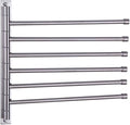 Swivel Towel Bar 6-Arm Bathroom Towel Holder Wall-Mounted Swing Out Towel Rack with Hooks Rustproof Brushed Finish