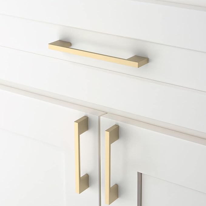 Amerdeco 30 Pack Brushed Brass Cabinet Pulls 5 Inch(128MM) Hole Centers Kitchen Cabinet Handles Cabinet Hardware Kitchen Handles for Cabinets Cupboard Handles Drawer Pulls ZH0060