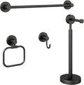 YUMORE 4-Piece Bathroom Set with Privot Toilet Paper Holder | All-in-One Wall Mounted Hardware Combo, Matte Black
