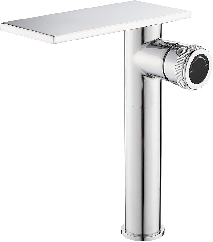 becola Modern Chrome Bathroom Faucet，Tall Waterfall Faucet for Bathroom Sink，Single Hole Cold and Hot Basin Mixer Tap，Single Handle Vanity Faucet with Adjust Knobs and Two Supply Lines