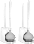 Toilet Brush and Plunger Set, 2 Packs Toilet Plungers for Bathroom Heavy Duty Toilet Bowl Brush and Holder Hidden Toilet Plunger and Brush Set for Deeply Cleaning (White)