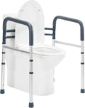 Toilet Safety Rails, Folding & Portable Bathroom Toilet Handles for Elderly, Seniors, Handicap & Disabled, Adjustable Toilet Safety Frame Fit Any Toilets (350 LB)