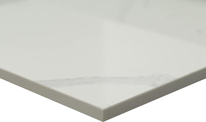 MSI Calacatta Nowy Vanity Top with Under Mount Rectangle Ceramic Sinks, Engineered Marble Stone, 4" CC Faucet Holes, 37"X22"