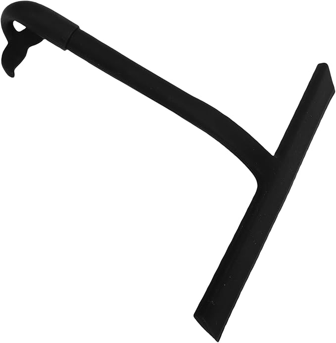 Focket Silicone Shower Squeegee, Builtin Hook Design Multipurpose Window Wiper, Bathroom Glass Scraper with 145 Angled Handle for Shower Doors Tiles and Mirrors (Black)
