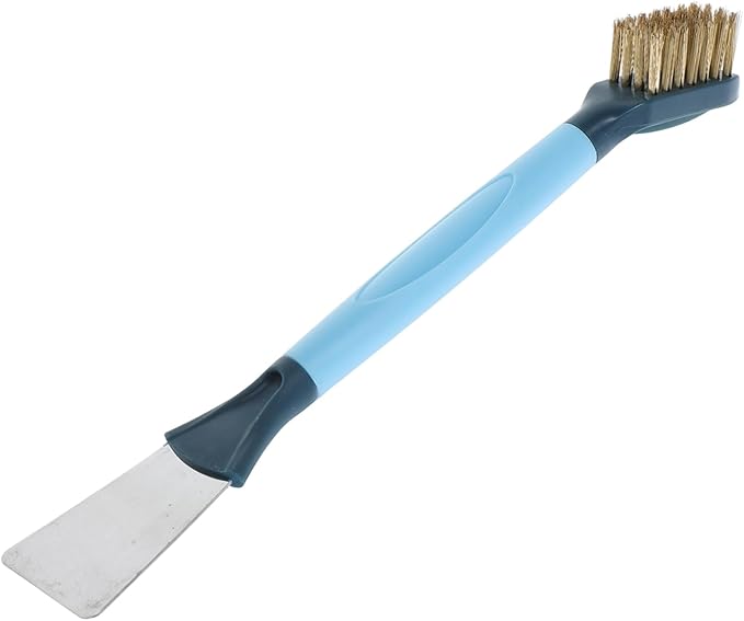 Mobestech Groove Cleaning Brush for Detail Cleaning Multi-Functional Crevice Brush with Scraper for Bathroom Kitchen and Sliding Door Tracks Ergonomic Design Hard Bristles