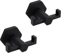 GERZWY Matte Black Coat/Robe Clothes Hook for Bath Kitchen Modern Hotel Style, Stainless Steel Bathroom Double Towel Hook Wall Mounted 2 Pack