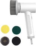 Rechargeable Electric Cleaning Brush with 4 Replacement Heads Portable Power Scrubber for Home Kitchen Bathroom Deep Cleaning