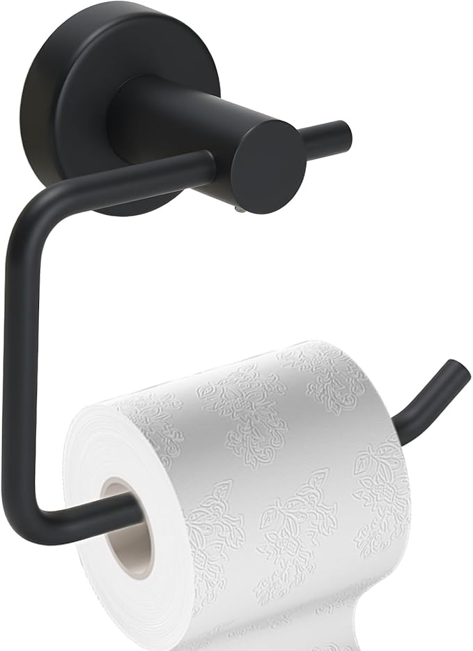 Black Toilet Paper Holder Wall Mounted Tissue Roll Holder Stainless Steel Paper Towel Holder for Bathroom, Kitchen, RV, Laundry Room