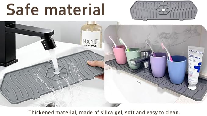 Kitchen Sink Faucet Mat - 2026 New Foldable Sink Protectors for Kitchen Sink, Multi-Size Silicone Faucet Guard & Draining Mat, Splash Guard Keeps Countertop Dry, for Farmhouse RV Bathroom