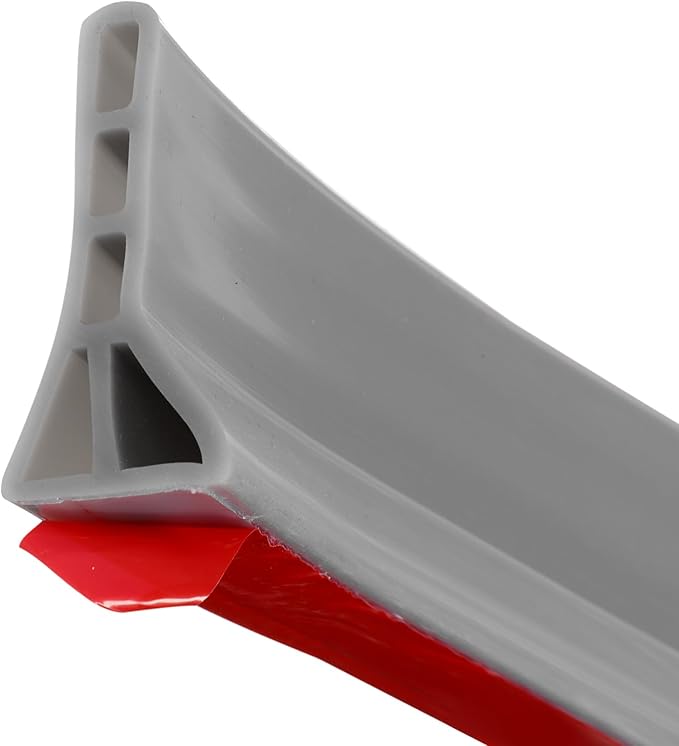 uxcell 98" Collapsible Shower Barrier Stopper 3" High Self-Adhesive Shower Water Splash Guard Blocker for Bathroom Kitchen Wet and Dry Separation, Grey (Hollow, Triangle)