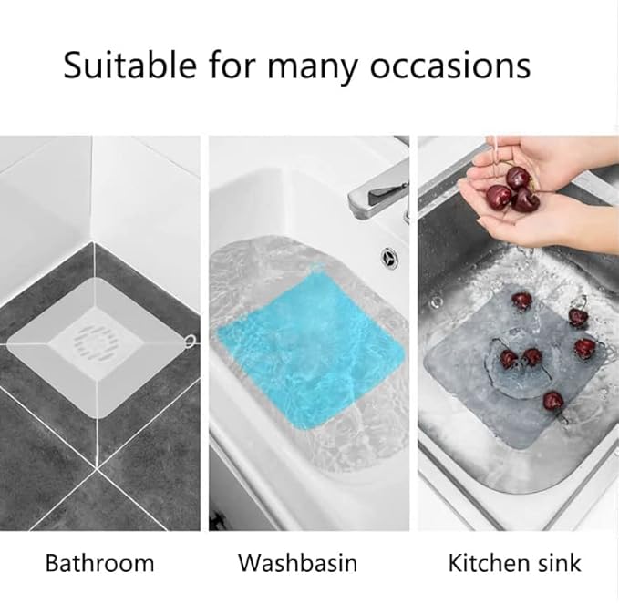Silicone Tub Stopper Floor Drain Cover, 2 Pieces Sewer Anti-Odor Mat Deodorizing Drain Plugs for Kitchen, Bathroom and Laundry(8 x 8inch)