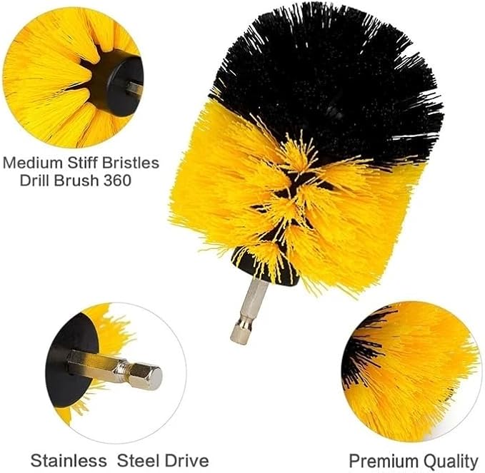 3pcs Power Scrubber Brush Set for Bathroom Drillbrushes Cordless Attachment Kit Power Toilet Brush Electric Cleaning Brush