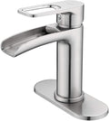 NEWATER Waterfall Spout Bathroom Sink Faucet Basin Mixer Tap Single Handle Brushed Nickel