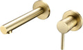 SUMERAIN Brushed Gold Bathroom Faucet Brass Wall Mount Faucet Single Handle with Rough in Valve