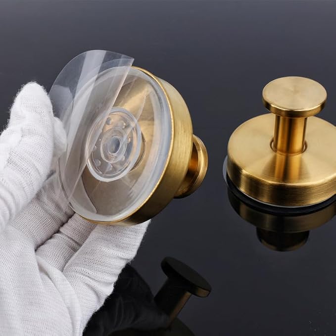 YEYSXSY Luxe Hold 4PC Gold Stainless Steel Suction Cup Towel Hooks for Bathrooms