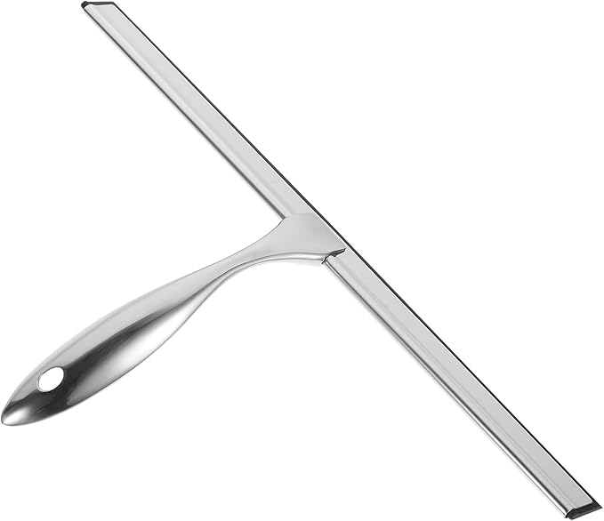 Stainless Steel Shower Squeegee with No for Shower Doors Windows and Car Glass Water Cleaning Tool for Bathroom Kitchen and More