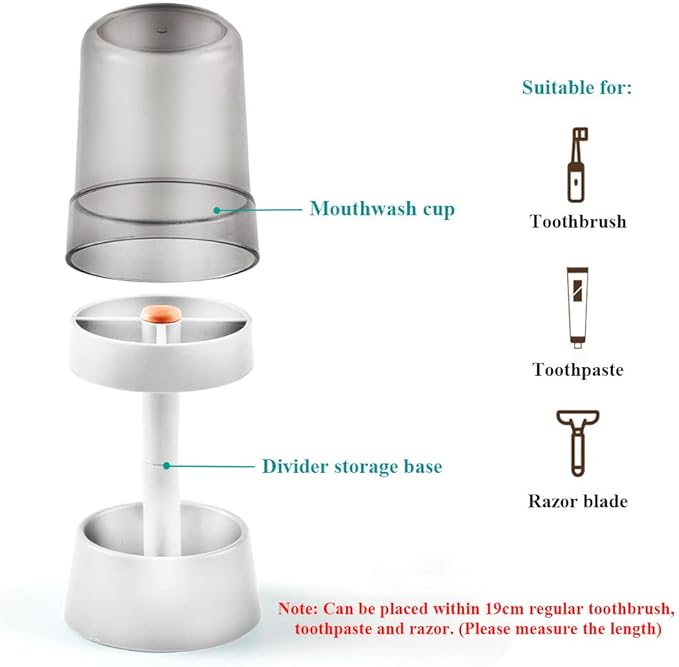 Toothbrush Holder with Cup/Cover Contains 3 Slots, Compatible with Conventional Toothbrushes, Can Store Toothpaste