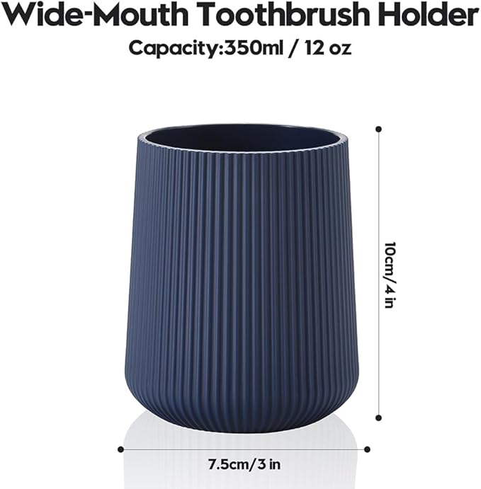 Navy Blue Striped Toothbrush Holder for Electric Toothbrushes Bathroom Organizer for Toothpaste Kids & Adults