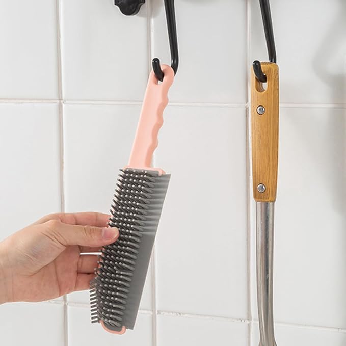 GANAZONO Multi-Function 3-in-1 Cleaning Brush for Floor and Countertop, Seam and Crevice Scrub Brush, Pink Household Bathroom and Kitchen Cleaner