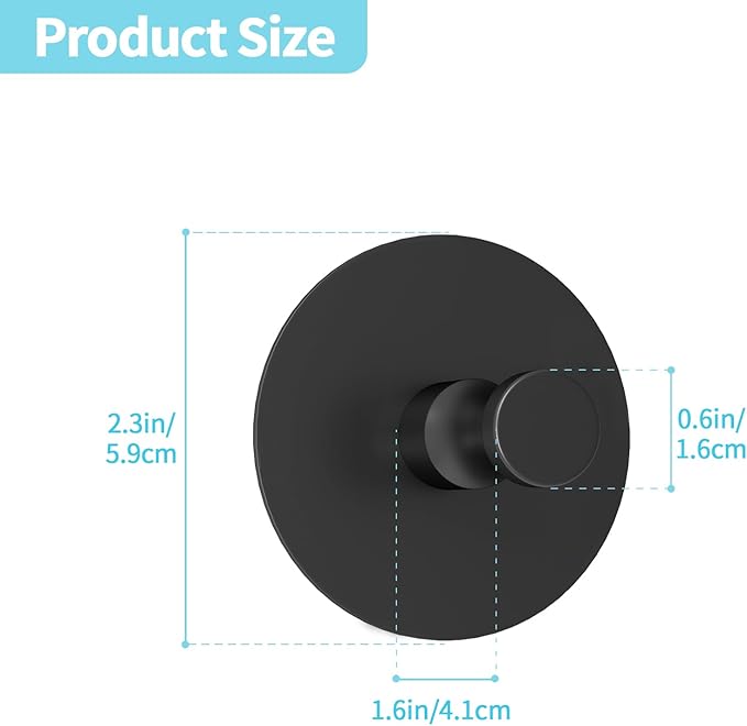 Adhesive Hooks for Walls No Damage 4 PCS, Heavy Duty Aluminum Strong Adhesive Towel Hooks for Bathrooms for Inside Shower for Hanging Loofah, Clothes, Robes