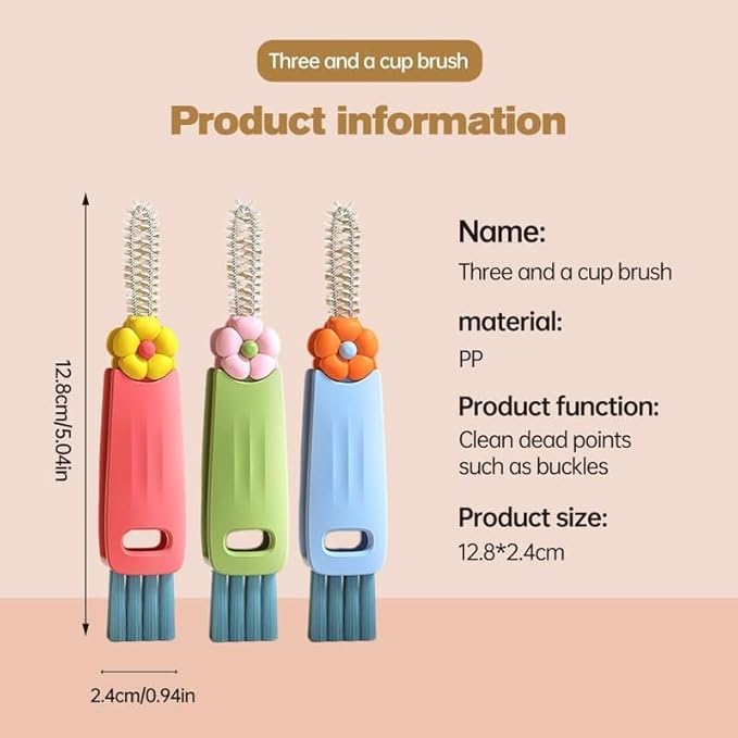 3 in 1 Cup Lid Cleaning Brush, 2024 Multifunctional Crevice Portable Cup Lid Cleaning Brush for Bottle Gap Tight Spaces Cup (B-3 PCS)