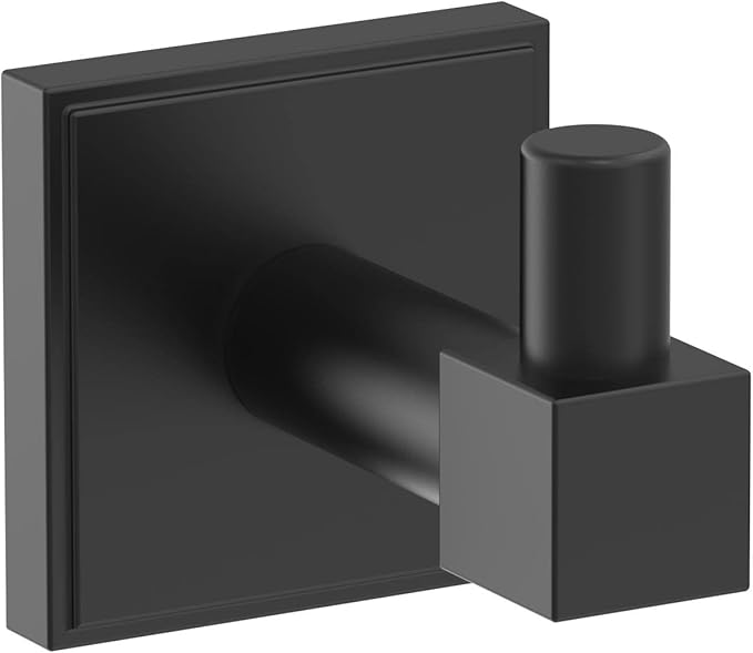 Amerock BH36070MB | Matte Black Single Robe Hook | 1-7/8 in. (48 mm) Length Towel Holder | Appoint | Towel Hook for Bathroom | Bathroom Hardware | Bath Accessories