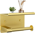 Adhesive Toilet Paper Holder with Phone Shelf Paper Tissue Holder Storage Stainless Steel Wall Mounted Toilet Roll Holder Dispenser,Paper Holder with Shelf Bathroom Organizer Gold