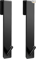 Shower Door Hooks(7.5 Inch),Extended Over Door Hooks for Bathroom Frameless Glass Shower Door,Stainless Steel Towel Hooks,Heavy Duty Rack Hooks for Robe,Towel-2 Pack-Black