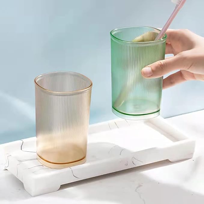 Unbreakable Cup, Bathroom Tumbler, Plastic Toothbrush Holder, Tumbler Cup, Bathroom Cups,Makeup Brush Holder,Set of 2 Reusable Drinking Glasses.