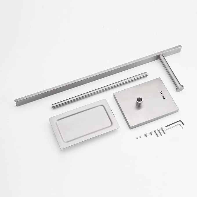 Miyili Bathroom Lavatory Toilet Tissue Roll Holder Stainless Steel Freestanding Toilet Paper Holder with Shelf Square Style Brushed Finish, F04N2