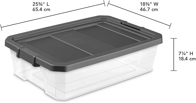 2 Pack 40 Quart Stackable Storage Bins with Latching Lids, Durable Clear Plastic Modular Organizing Containers for Closet, Bathroom, Office & Underbed，Basement & Attic