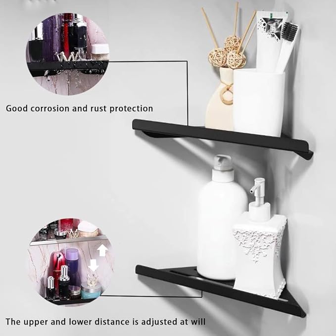 2 Pack Corner Shower Shelves - 304 Stainless Steel Bathroom Shower Caddy for Toilet, Dorm - No Drilling Required