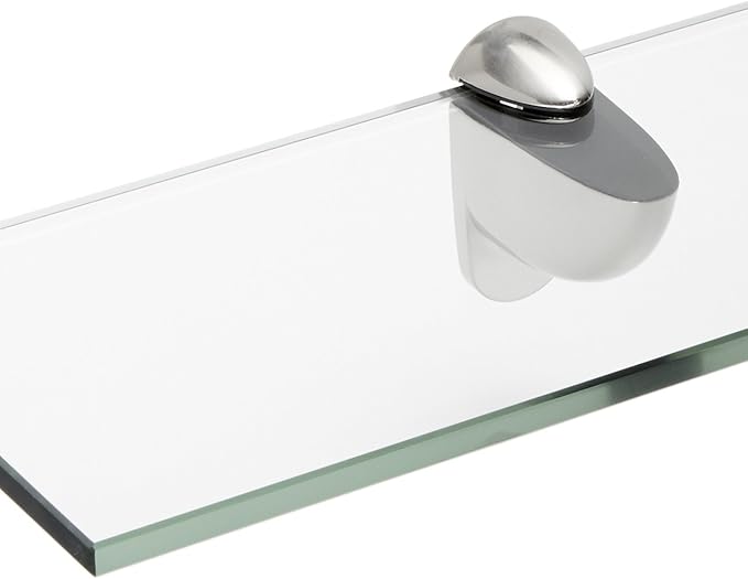 Spancraft Glass H-6x21-Brushed Steel Heron Glass Shelf, Brushed Steel, 6" x 21"