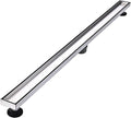 Linear Shower Floor Drain, 36 Inch Brushed Nickel 304 Stainless Steel Bathroom Drains Kit, Rectangular Shower Trench Drain with Reversable Tile-in Pattern Drain Cover & Hair Catcher