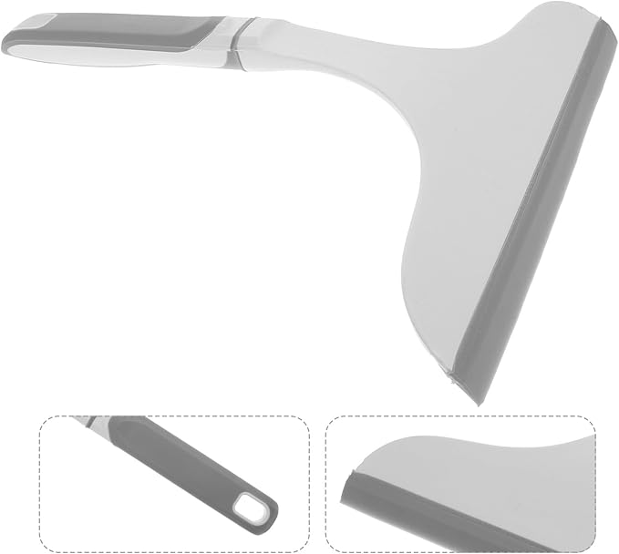 Milisten Shower Squeegee with Flexible Rubber Blade and Curved Handle, Gray-White Window Cleaning Squeegee for Bathroom Glass Doors, Tiles, Mirrors, and Home Use