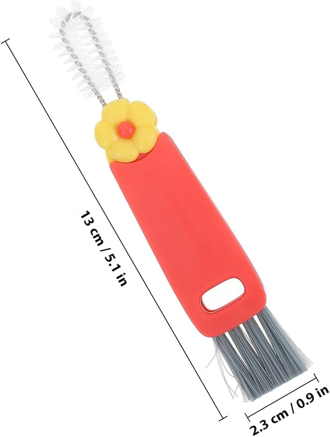 Luxshiny 3-in-1 Portable Straw and Cup Lid Cleaning Brush, Small Red Crevice Brush for Narrow Spaces, Multifunctional Kitchen Bottle Gap Cleaner Tool for Home and Travel