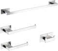 4-Pieces Bathroom Hardware Accessories Set, Towel Rack Towel Bar Toilet Paper Holder Towel Hook Self Adhesive Stainless Steel Towel Rack Set for Bathroom Wall Mounted, Brushed Nickel, 16 Inch