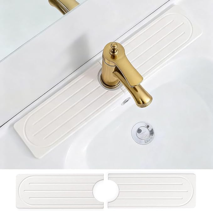 Faucet Mat 19.6 X 3.9 inch Kitchen Bathrooms Sink Faucet Mat White Absorbent Stone Diatomite Sink Splash Guard